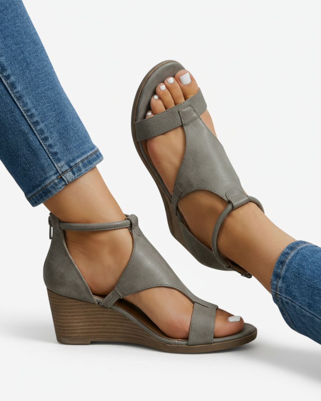 Women’s Wedge Sandals – Modern Leather Look