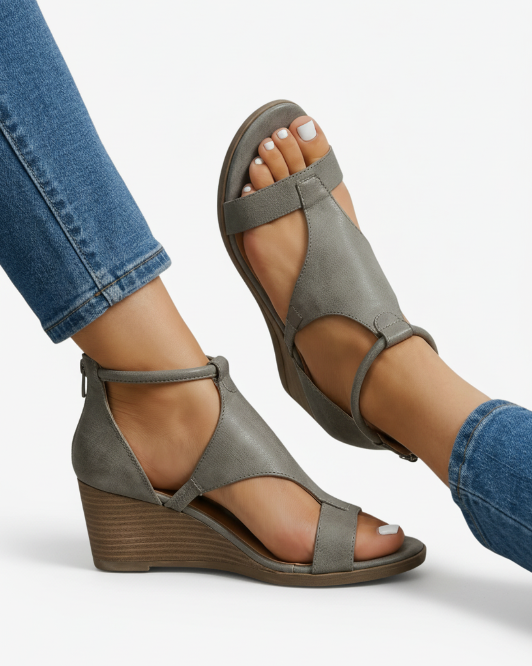 Women’s Wedge Sandals – Modern Leather Look