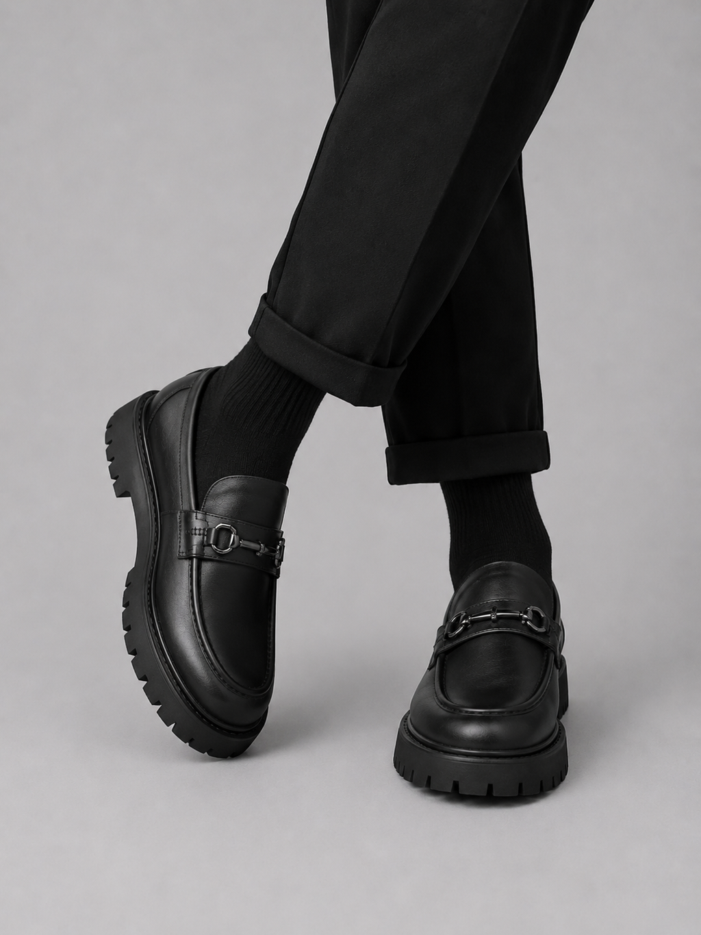 Men’s Chunky Sole Loafers – British Style Slip-On Shoes