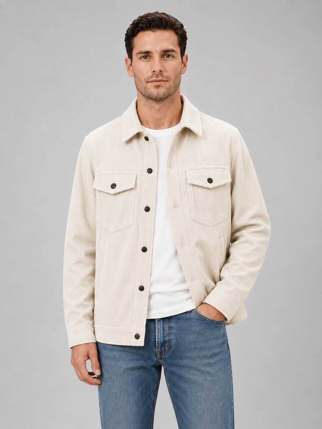 Men's Corduroy Overshirt – Cotton Button Up Shirt Jacket