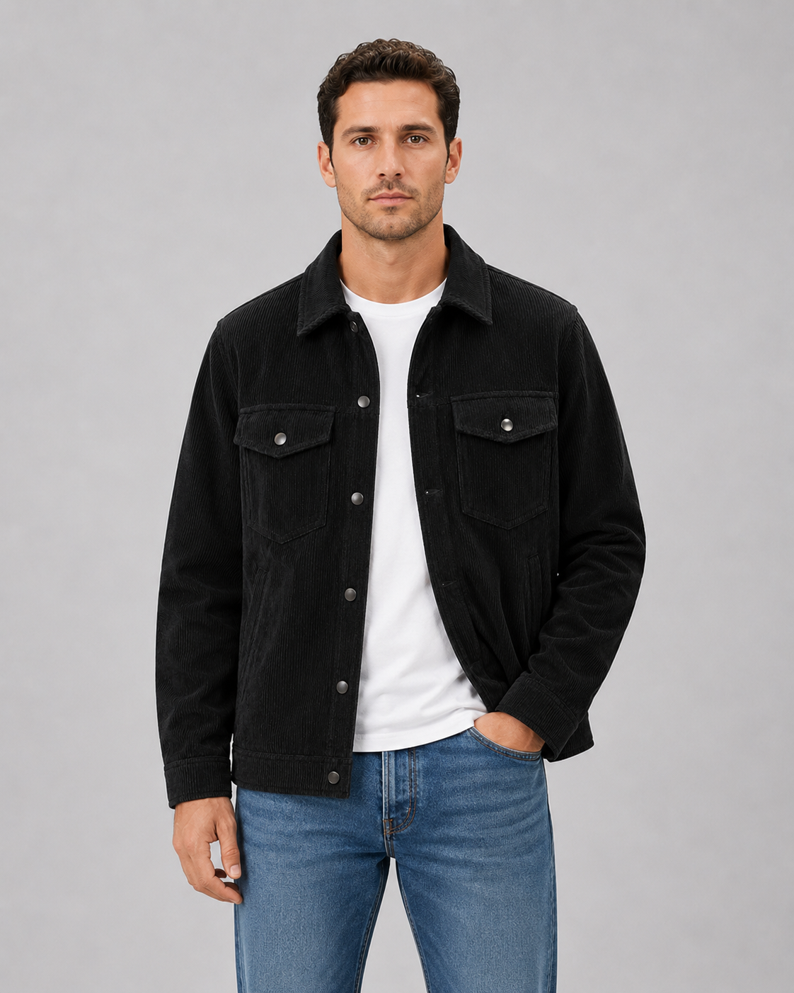 Men's Corduroy Overshirt – Cotton Button Up Shirt Jacket