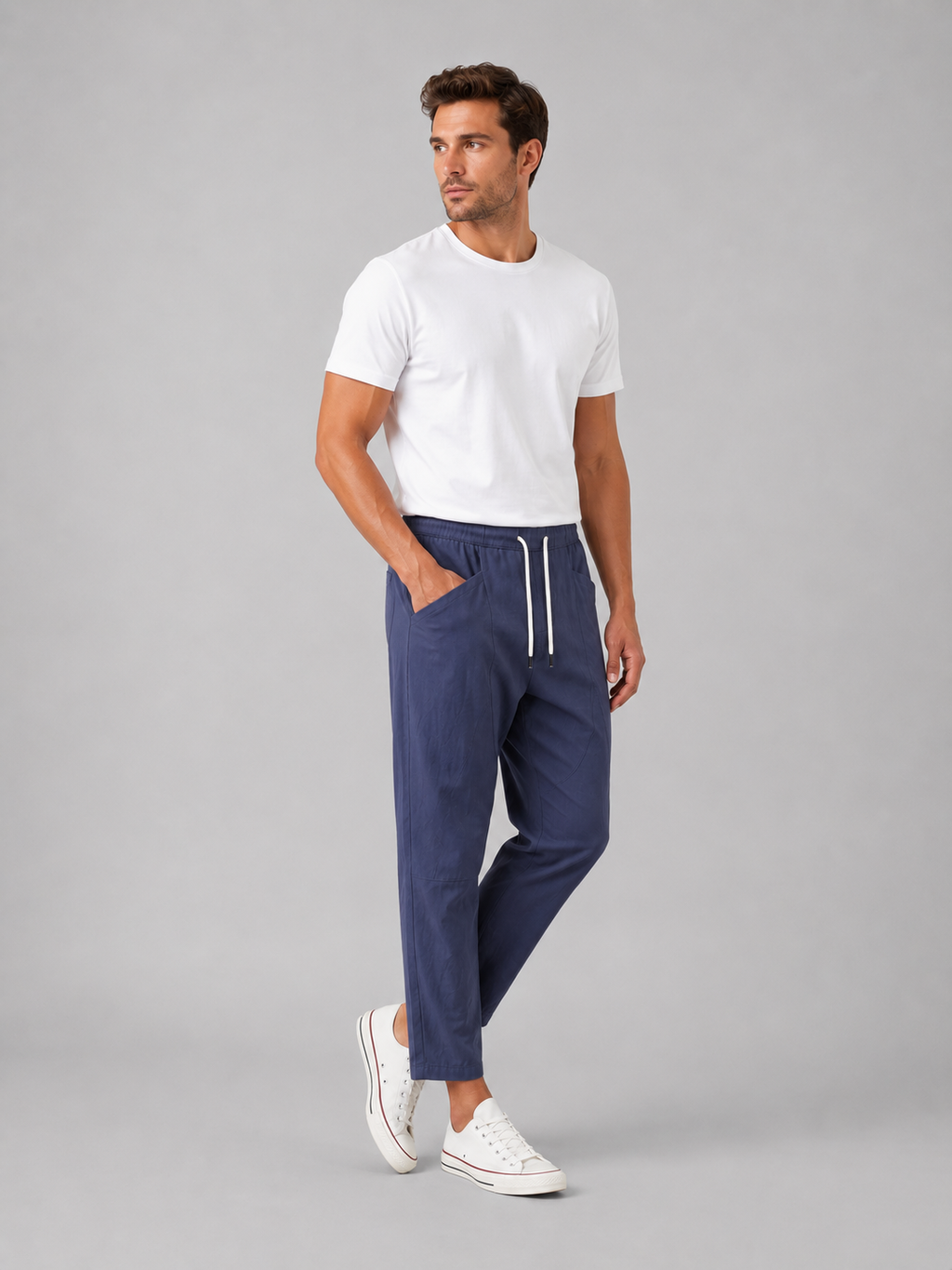 Men’s Drawstring Cropped Trousers – Relaxed Fit Summer Style