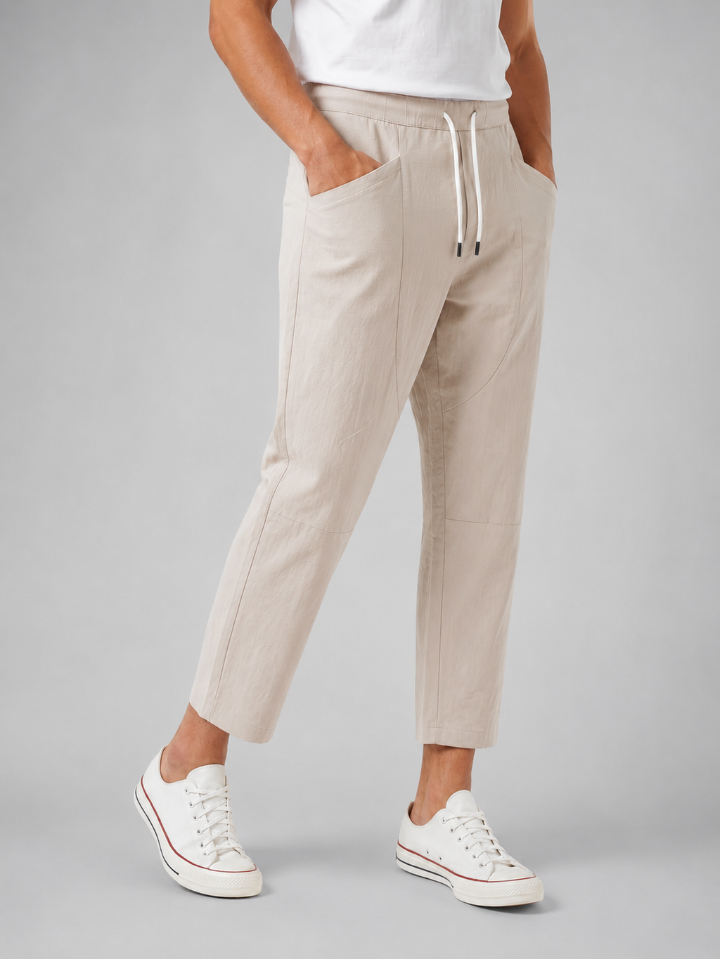 Men’s Drawstring Cropped Trousers – Relaxed Fit Summer Style