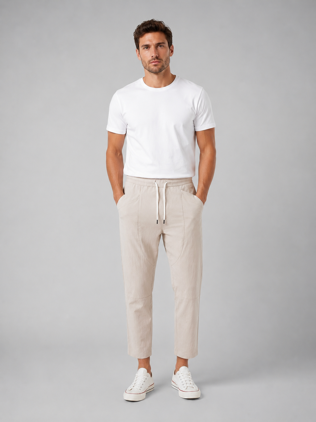 Men’s Drawstring Cropped Trousers – Relaxed Fit Summer Style