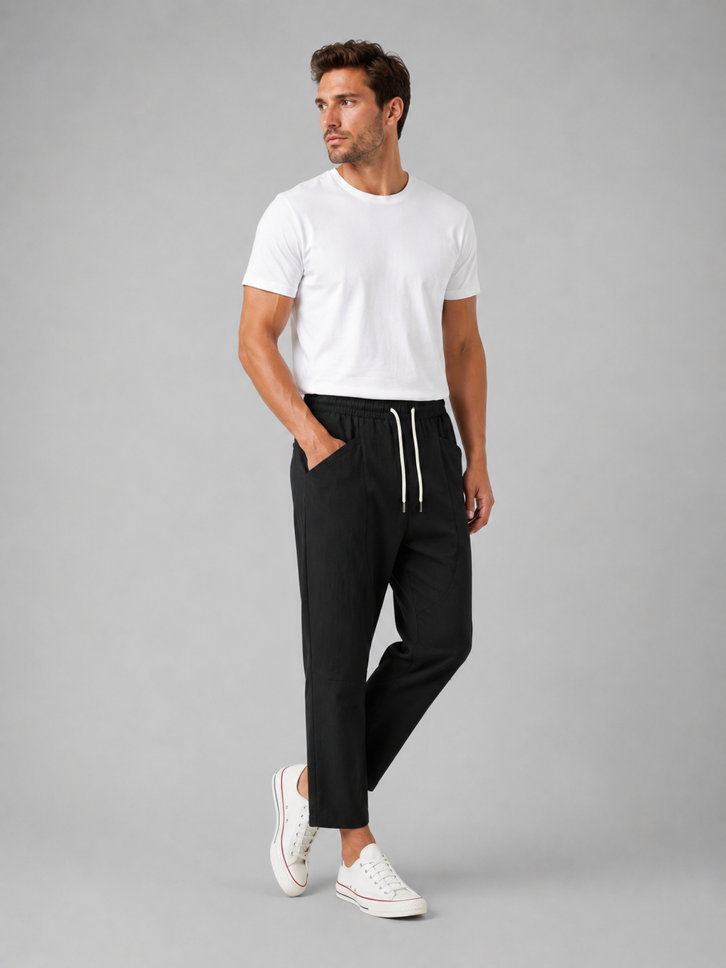 Men’s Drawstring Cropped Trousers – Relaxed Fit Summer Style
