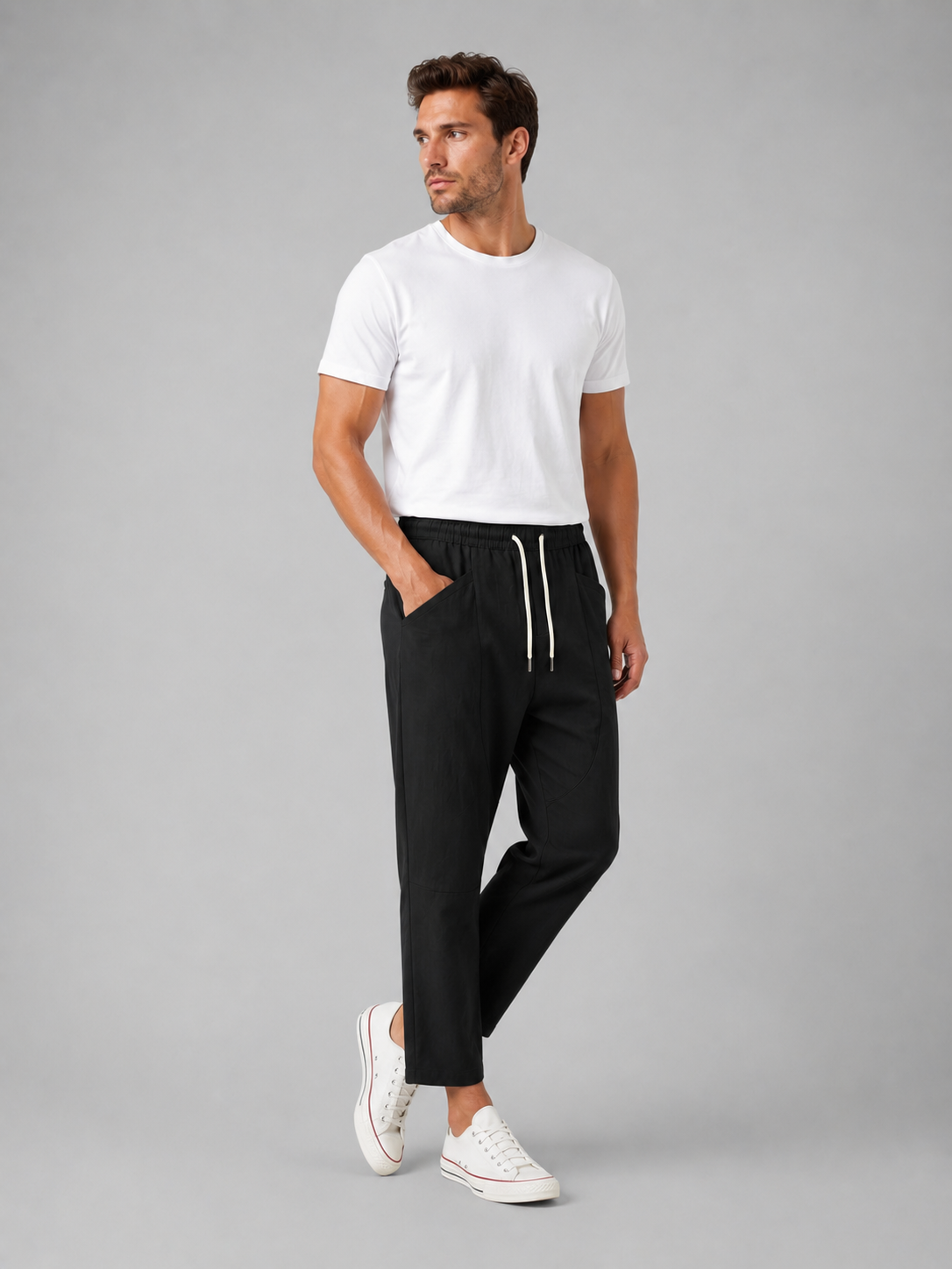 Men’s Drawstring Cropped Trousers – Relaxed Fit Summer Style