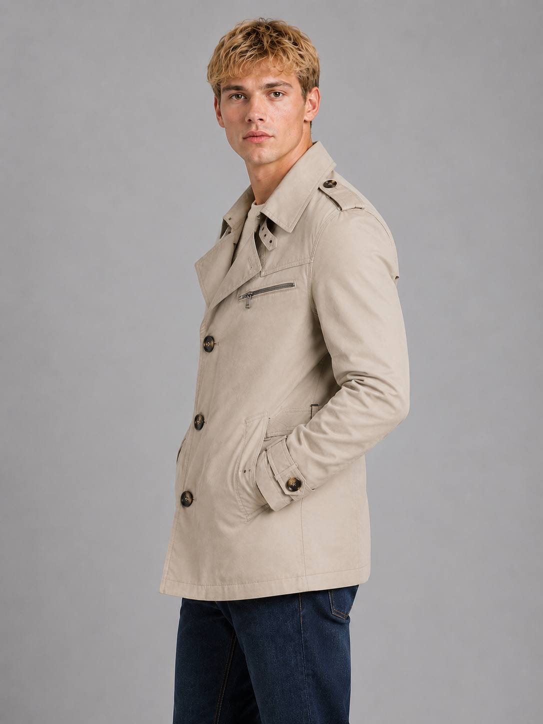 Men's Double Breasted Trench Coat – Classic Belted Overcoat