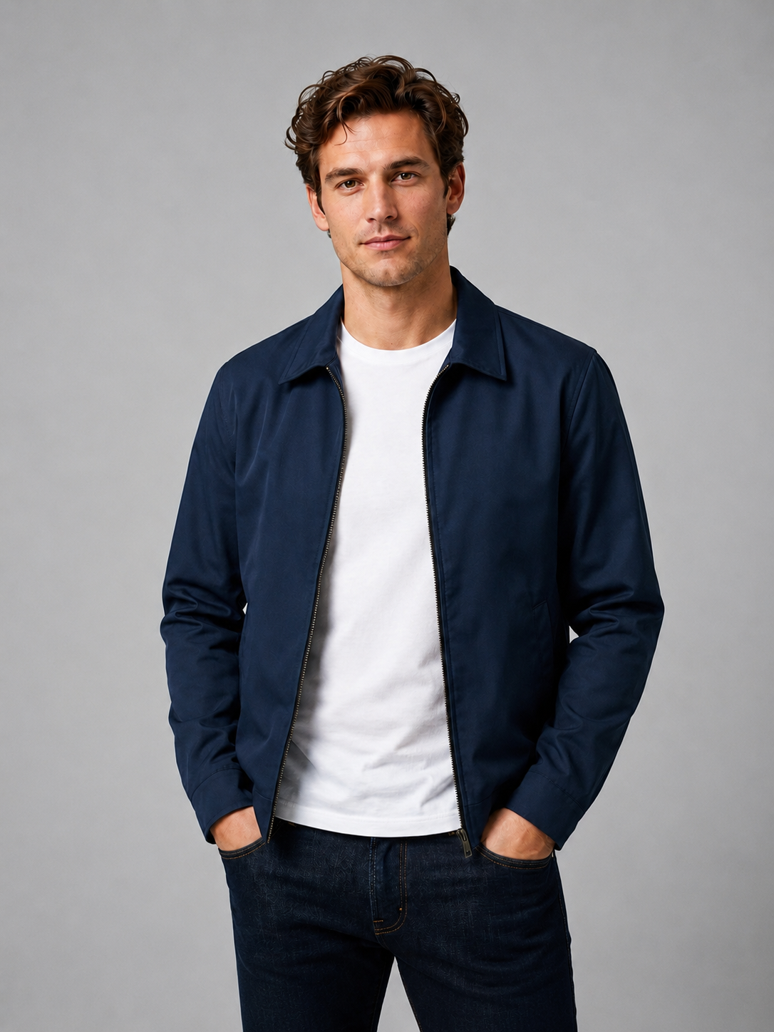Men’s Lightweight Zip Jacket – Smart Casual British Style
