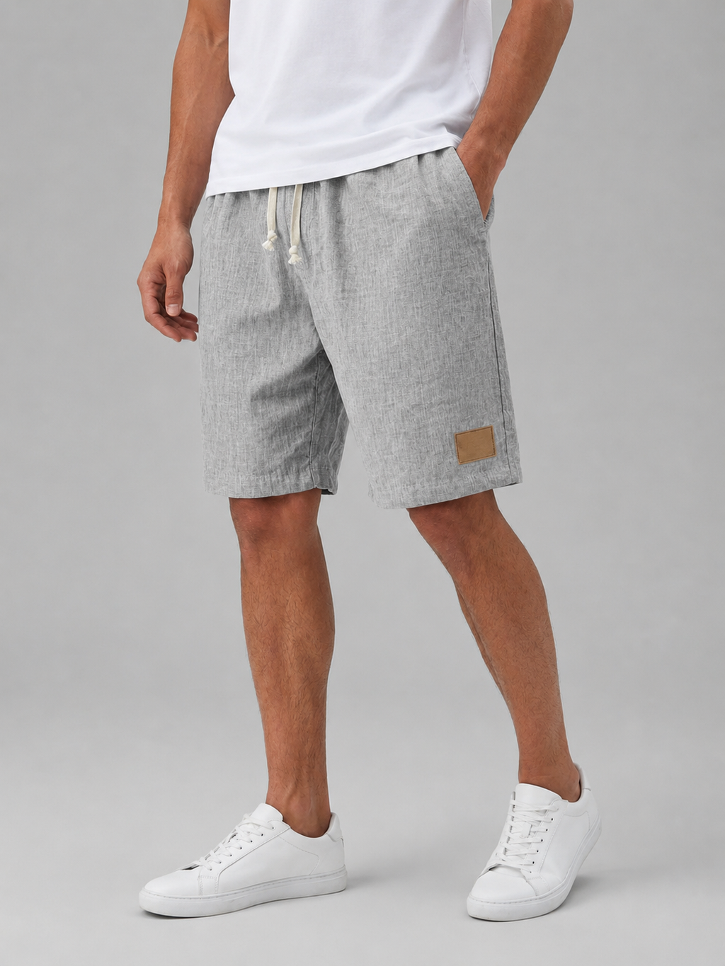Men’s Linen Look Comfort Shorts – Lightweight Elastic Waist Summer Style