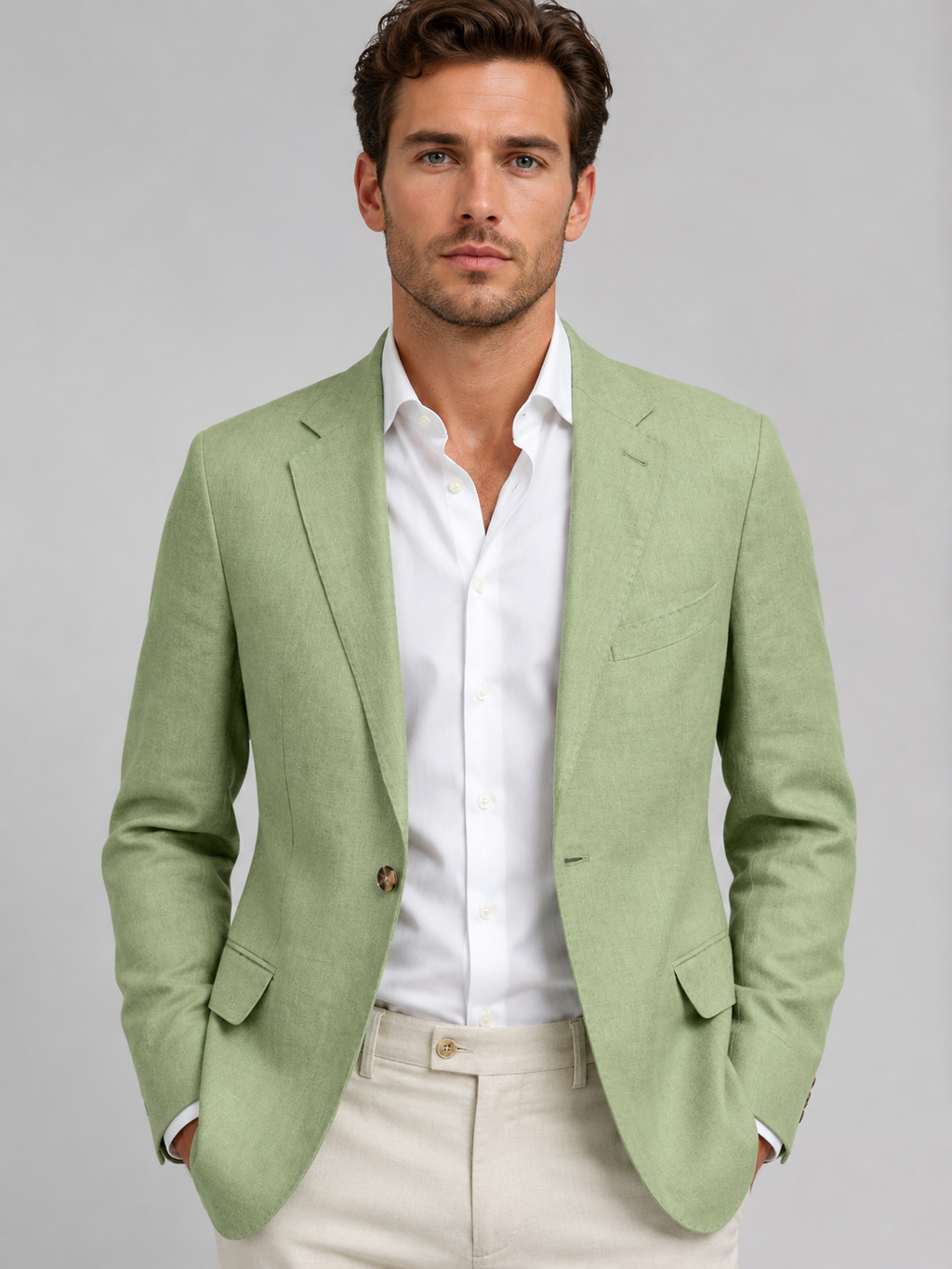 Men’s Linen Look Summer Blazer – Smart Casual Tailored Fit