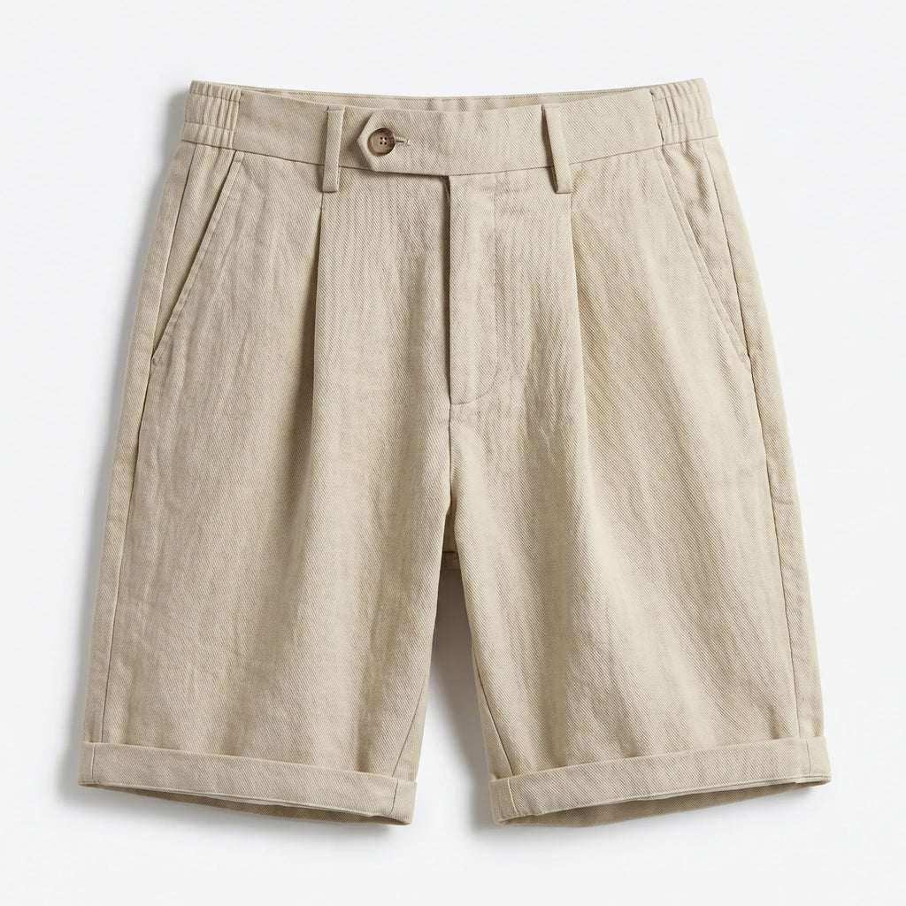Men’s Pleated Linen Look Shorts – Tailored Summer Fit