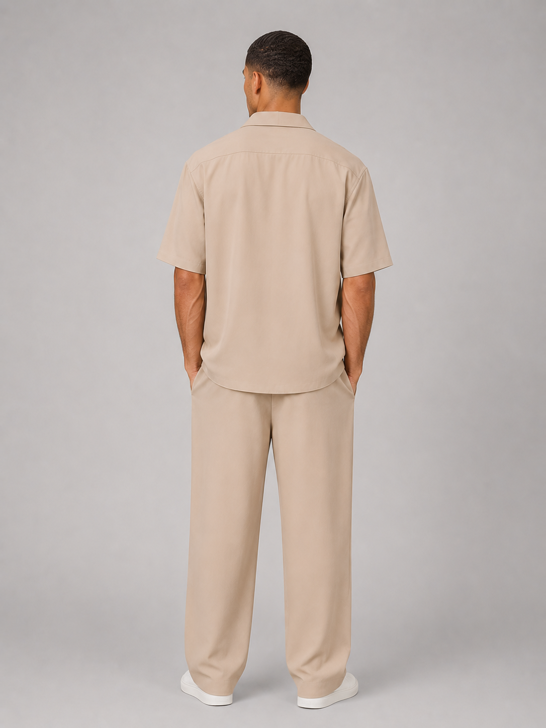 Men's Relaxed Summer Co-Ord Set – Short Sleeve Shirt & Drawstring Trousers