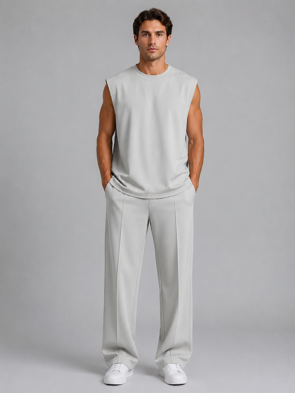 Men's Sleeveless Top & Wide Leg Trouser Co-Ord Set – Relaxed Fit