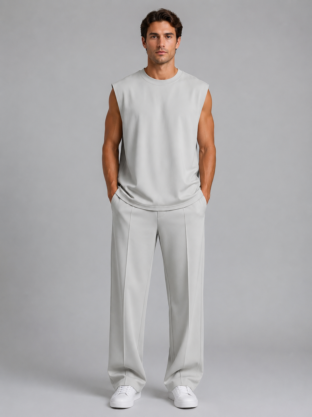 Men's Sleeveless Top & Wide Leg Trouser Co-Ord Set – Relaxed Fit