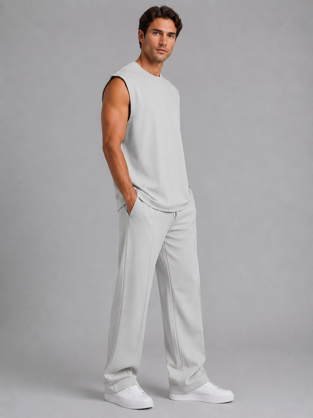 Men's Sleeveless Top & Wide Leg Trouser Co-Ord Set – Relaxed Fit