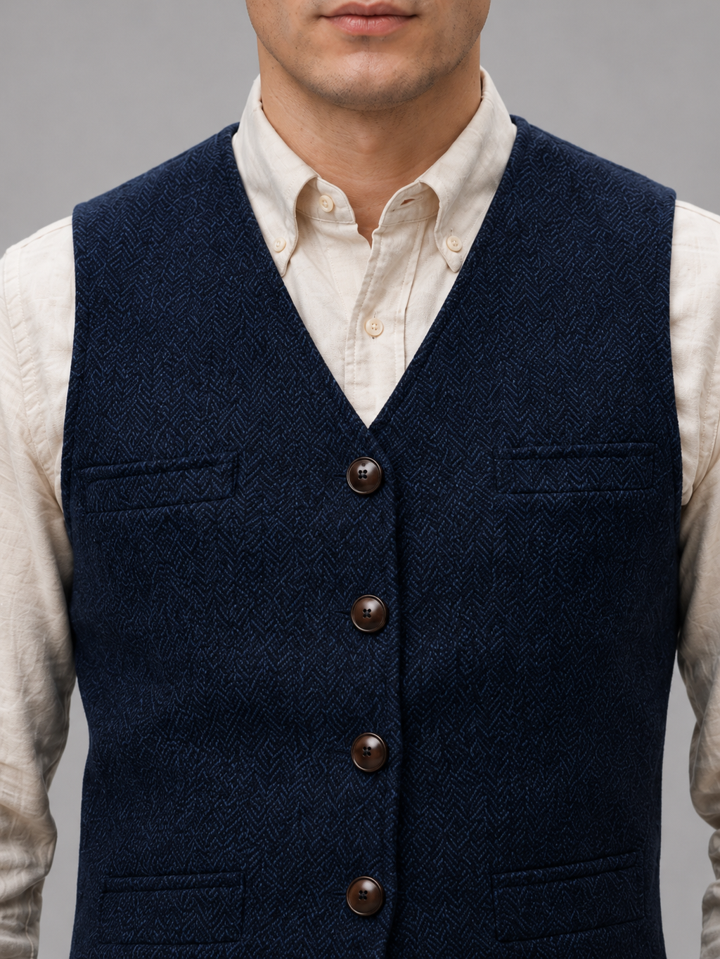 Men’s Tweed Waistcoat – Tailored Smart Casual Vest
