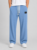 Men's Waffle Knit Drawstring Trousers – Relaxed Casual Lounge Fit
