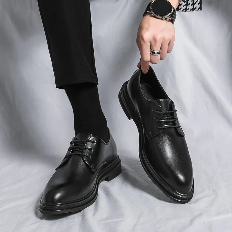 Men’s Black Patent Leather Derby Shoes – Formal Lace-Up Evening Dress Shoes