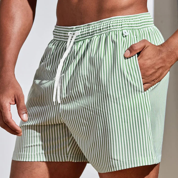 Men’s Striped Swim Shorts – Quick-Dry Fit