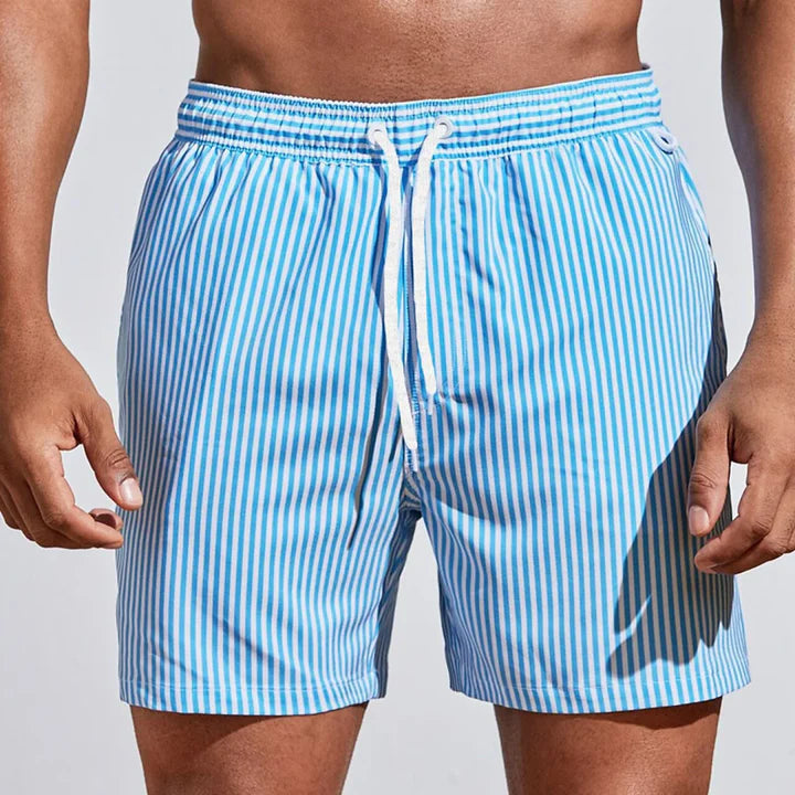Men’s Striped Swim Shorts – Quick-Dry Fit