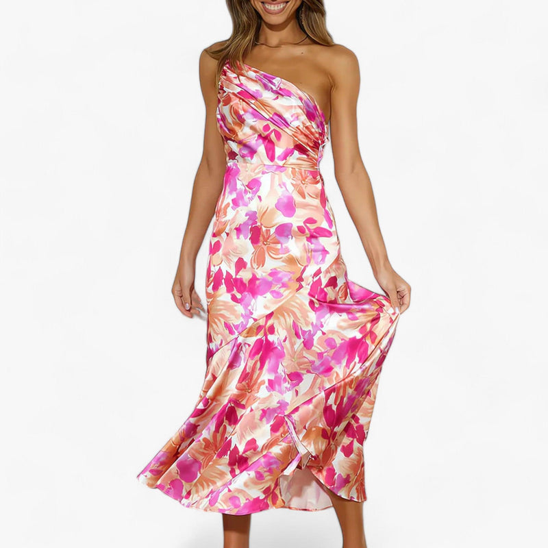 Women's Spring Refined Dress – Printed Floral Style