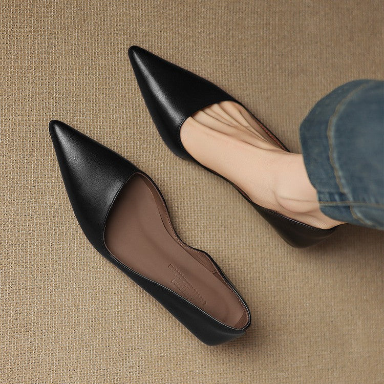 Women's Leather Heeled Court Shoes – Flexible Breathable Finish