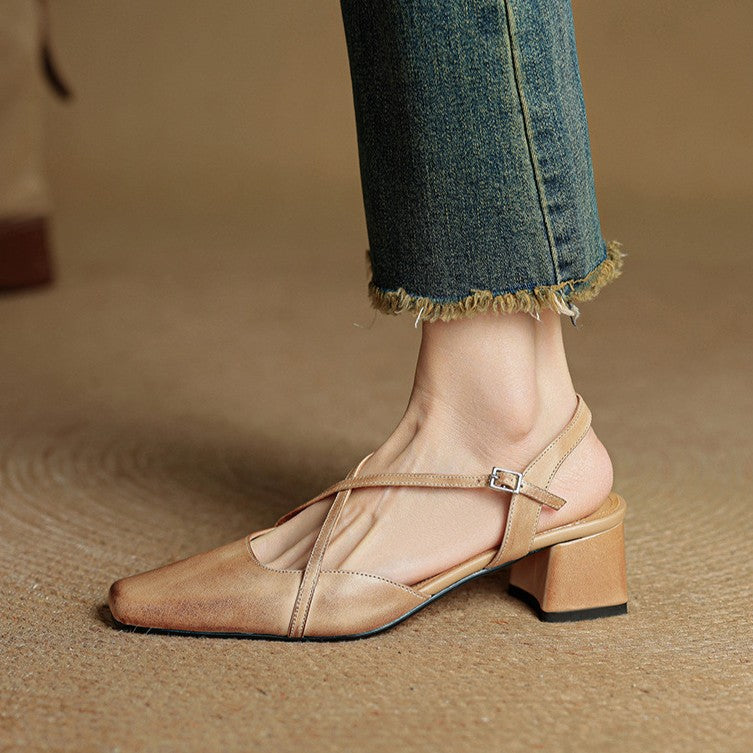Women's Heeled Leather Court Shoes – Padded Finish