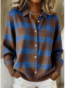 Women's Warm Denim Cardigan – Knitted Flexible Design