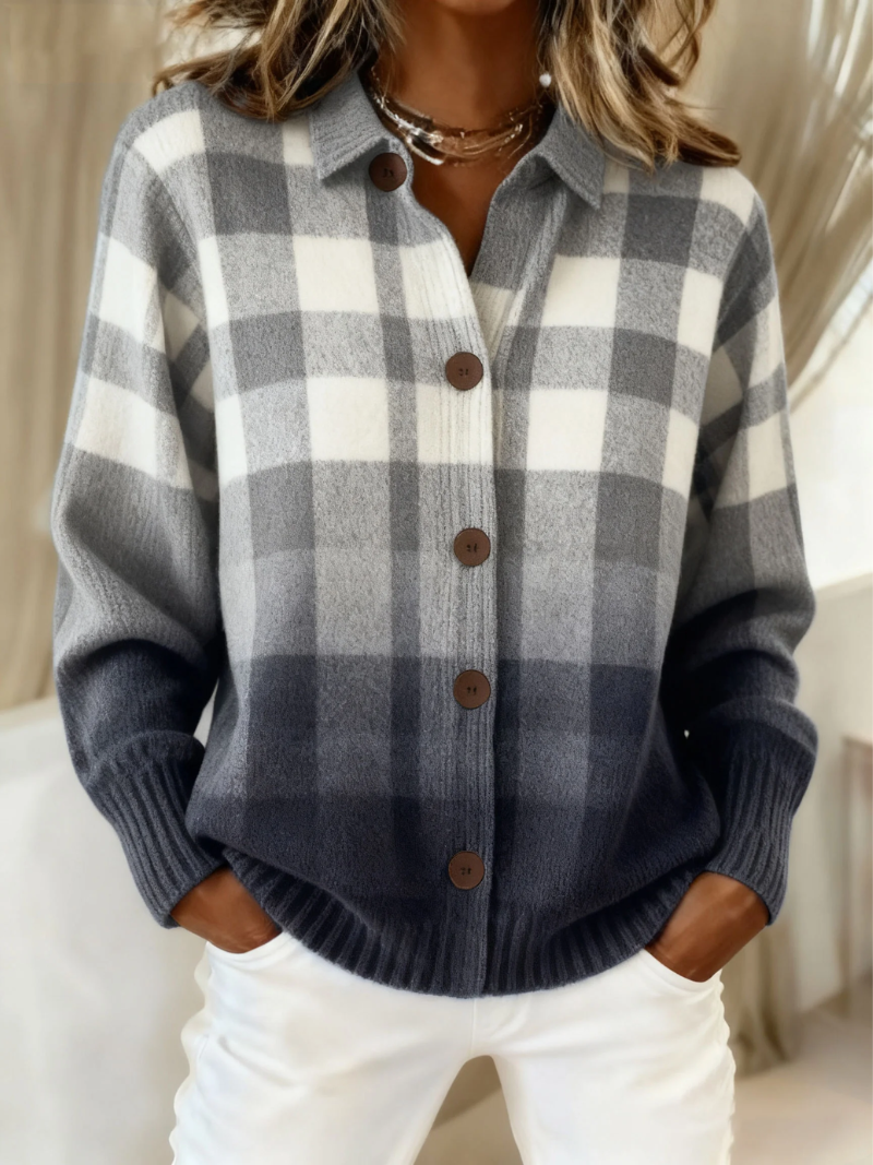 Women's Chic Elegant Cardigan – Denim Knitted Design