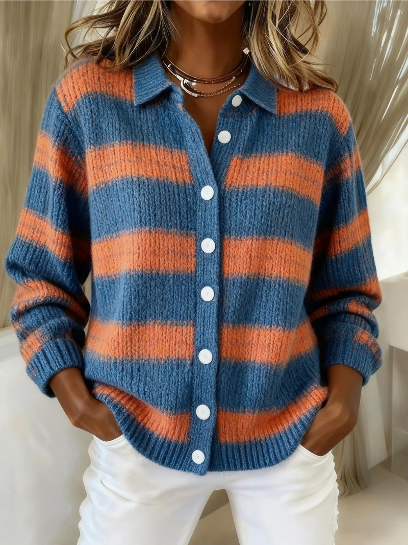 Women's Knitted Striped Cardigan – Flexible Lightweight Design