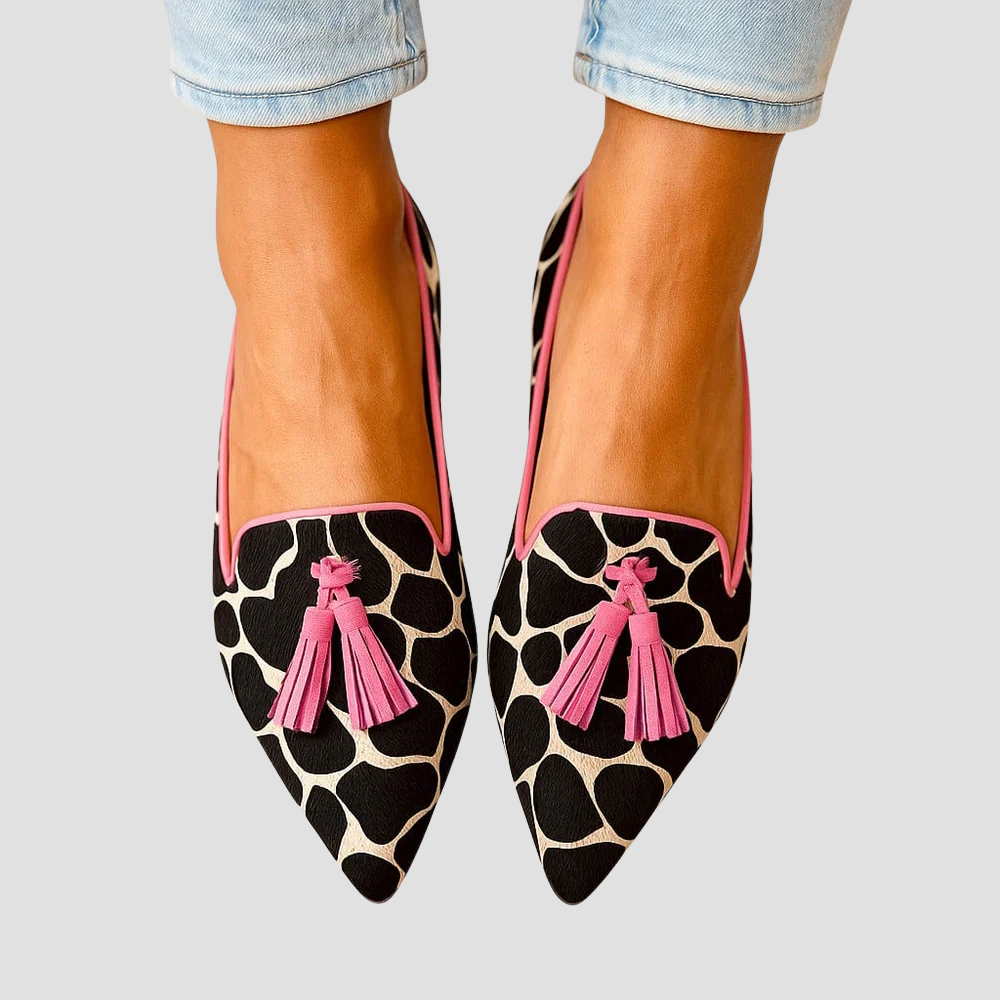 Women's Printed Pointed Toe Loafers – Velvet Breathable Finish