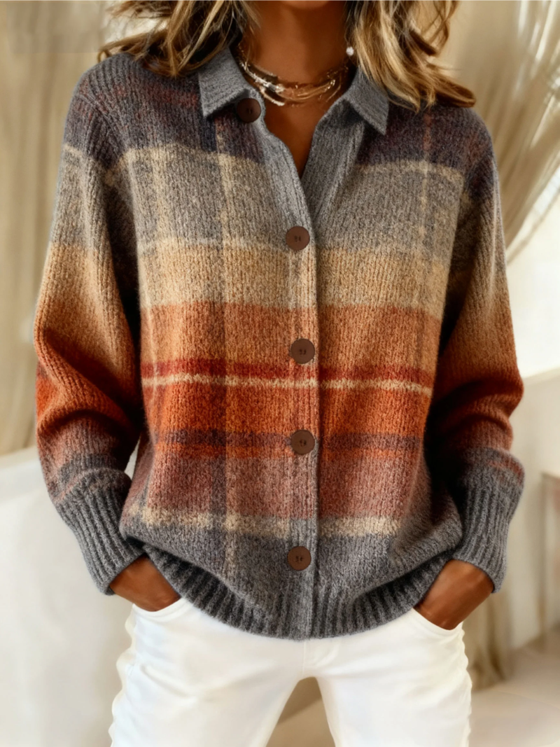 Women's Button-Front Knitted Cardigan – Warm Midi Design