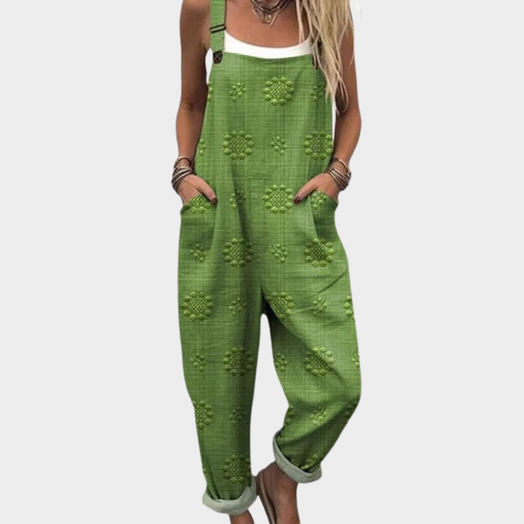 Women's Printed Comfortable Dungarees – Wardrobe Staple in Green