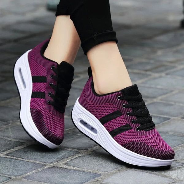 Women's Heeled Summer Trainers – Flexible Breathable Finish