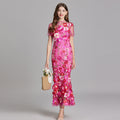 Women’s Floral Midi Dress – 3D Appliqué Wedding Guest Dress