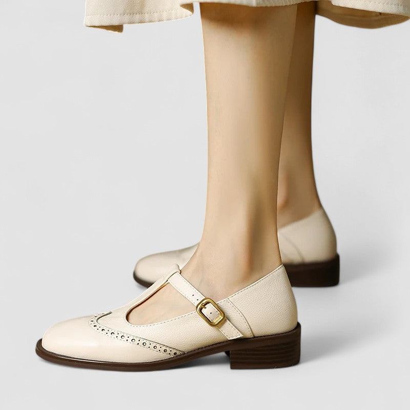 Women's Refined Heeled Mary Jane Shoes – Square Toe Printed Finish