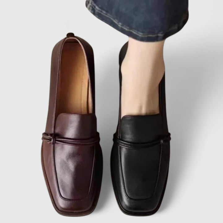 Women's Square Toe Heeled Loafers – Flexible Classic Finish