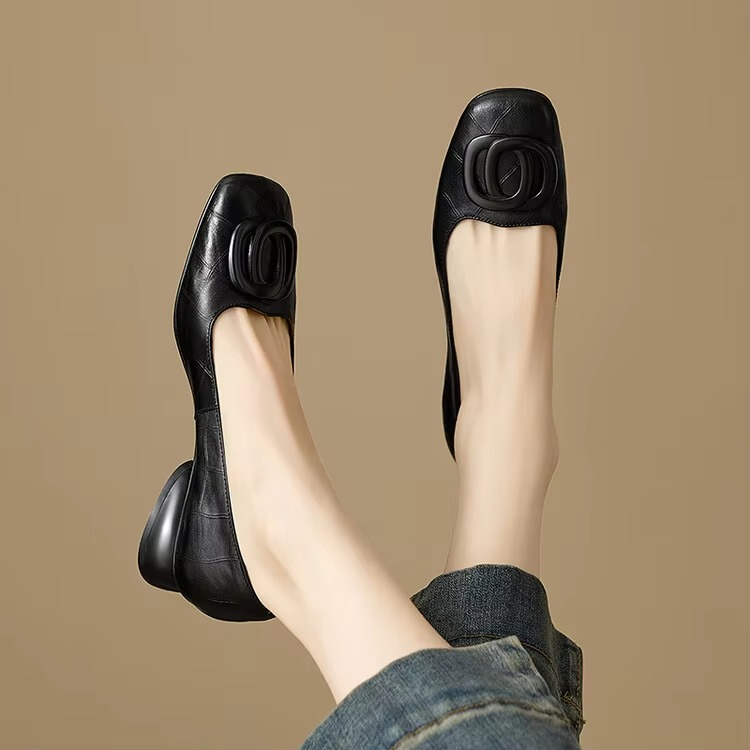 Women's Leather Square Toe Ballet Flats – Flexible Occasion Finish