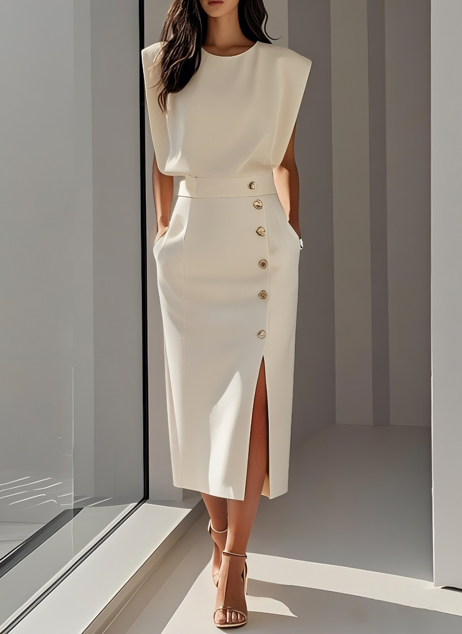 Women's Timeless Elegant Midi Dress – Chic With Pockets Style