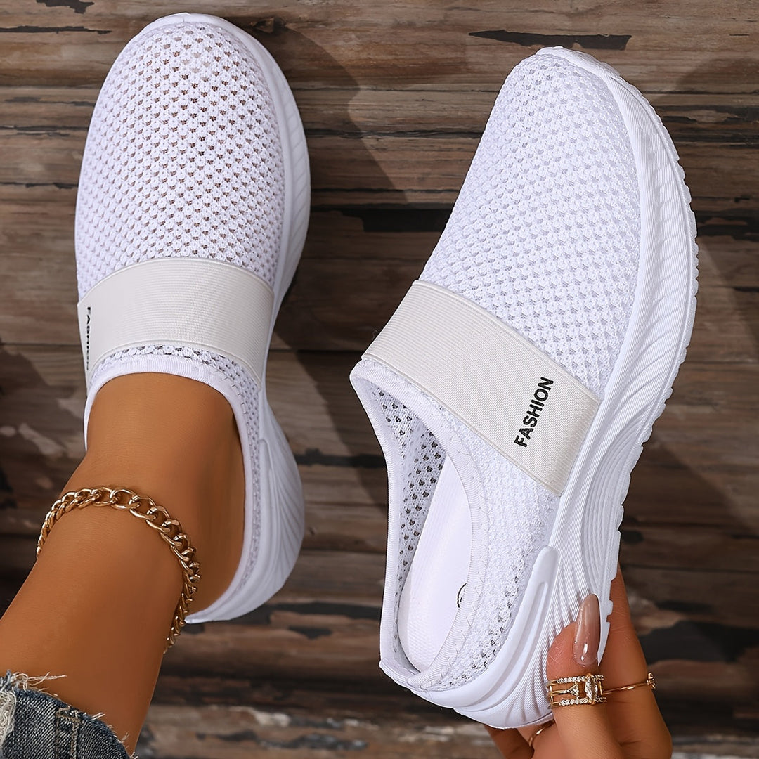 Women's Breathable Heeled Mules – Flexible Denim Finish