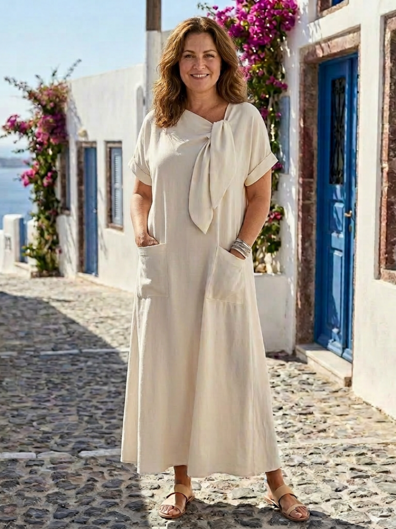 Women's Elegant Lightweight Maxi Dress – Season Favourite in Beige