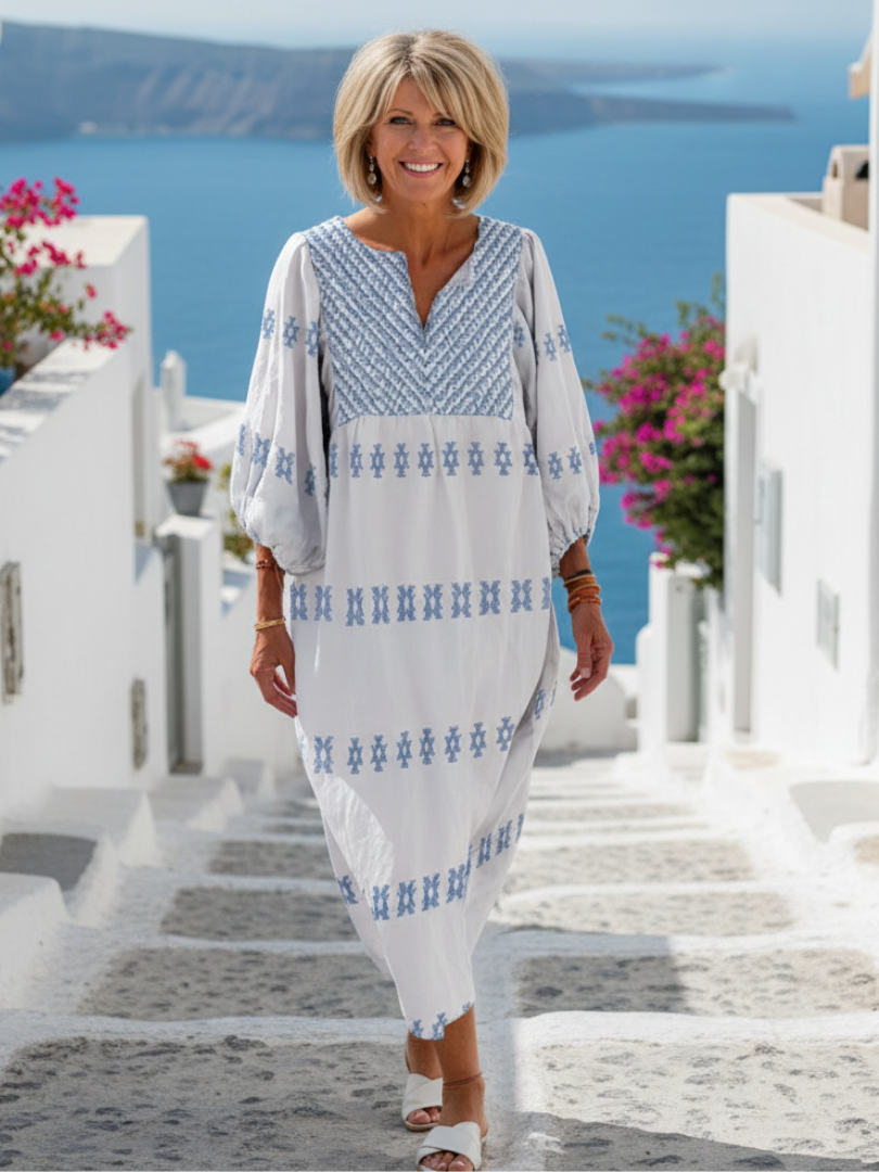 Women's Embroidered Elegant Maxi Dress – Lightweight Style