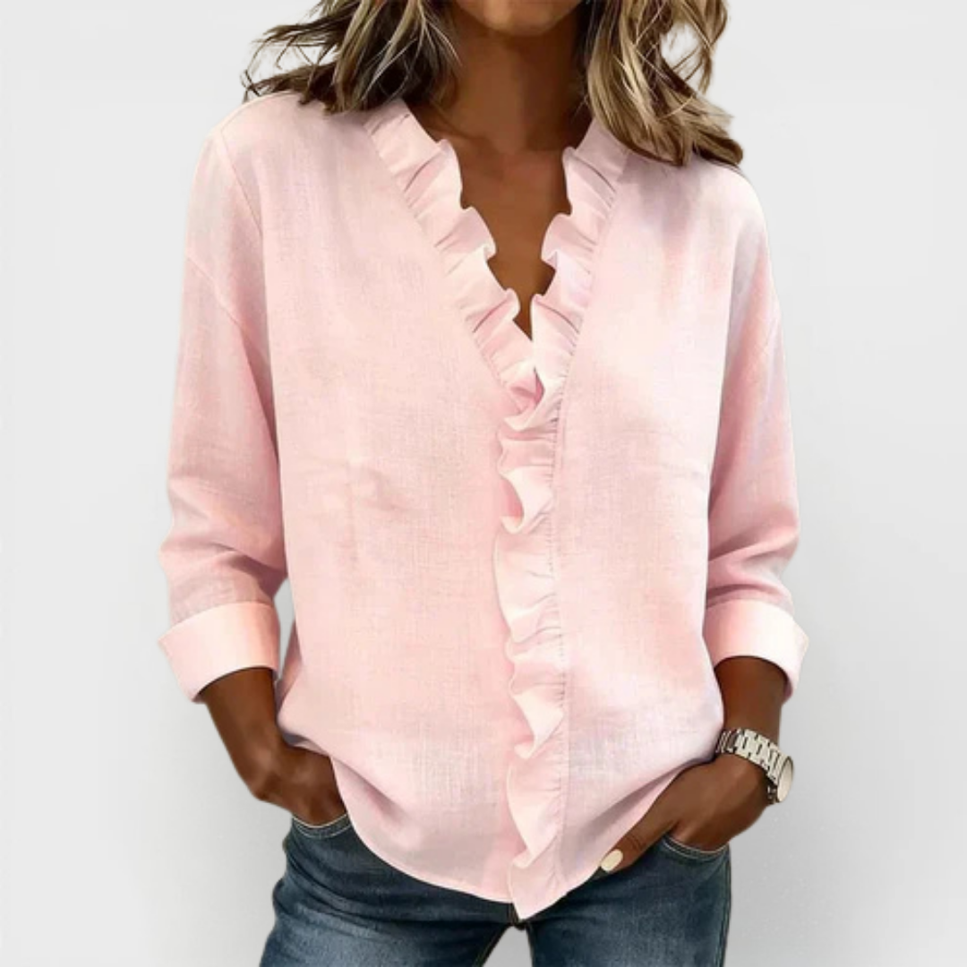 Women's Ruffled Elegant Blouse – Comfortable Occasion Design