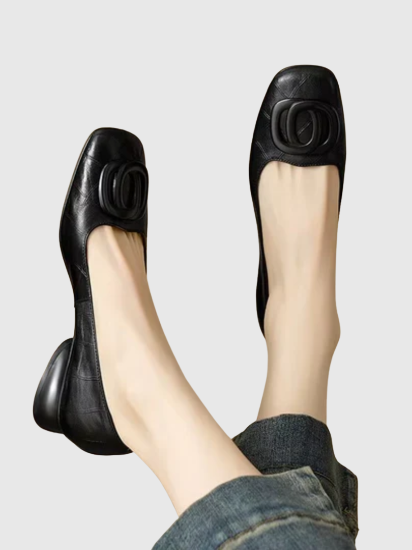 Women's Leather Square Toe Ballet Flats – Elegant Refined Finish