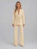 Women's Belted Blazer & Wide Leg Trouser Co-Ord Set – Tailored Two-Piece Suit