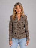 Women's Checked Double Breasted Blazer – Tailored Smart Jacket