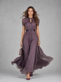 Women’s Chiffon Lace Trim Maxi Dress – Flowing Silhouette