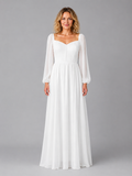 Women's Chiffon Long Sleeve Maxi Dress – Flowing Silhouette