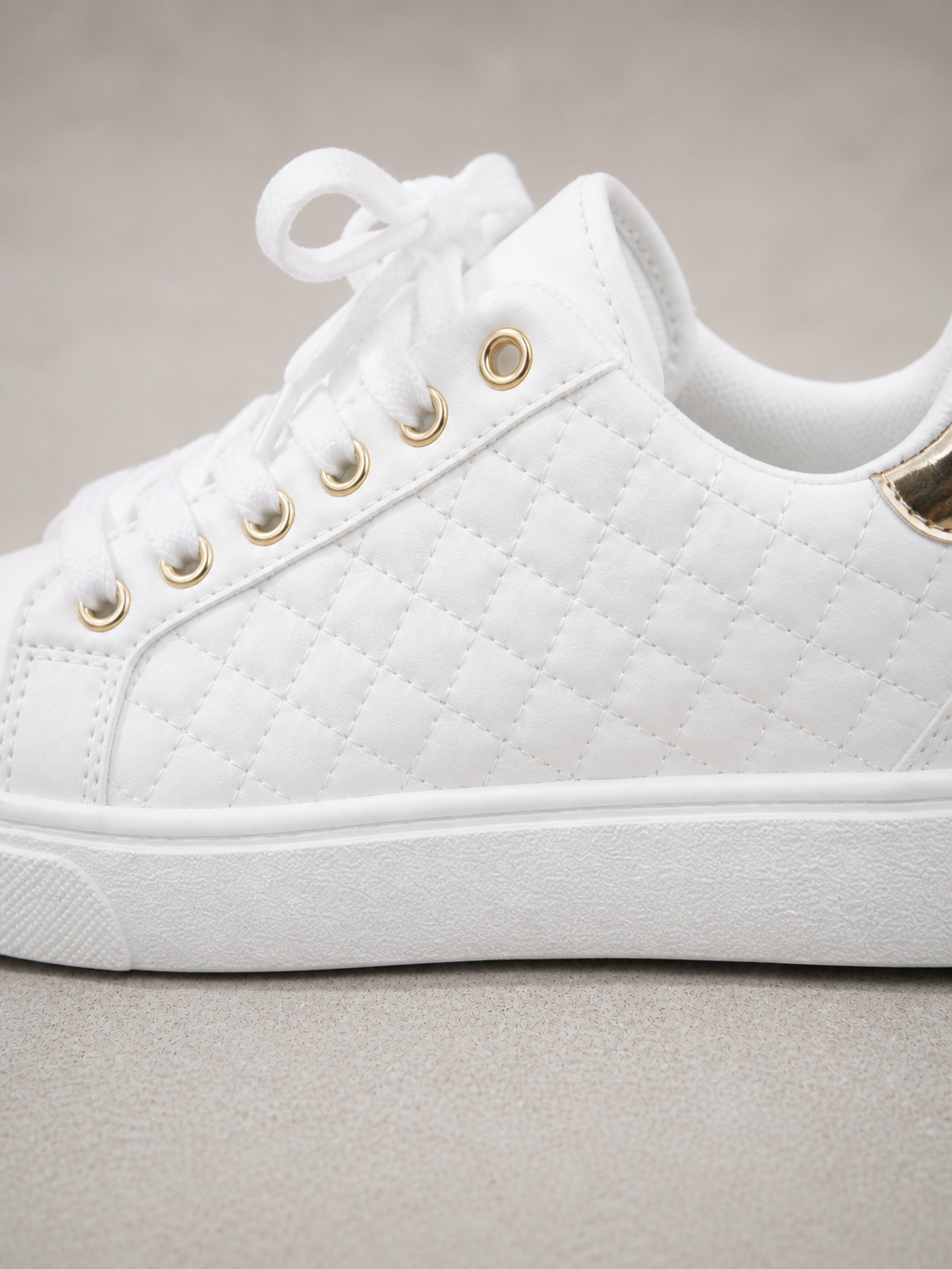 Women’s Comfort Trainers – Quilted Leather Look Shoes