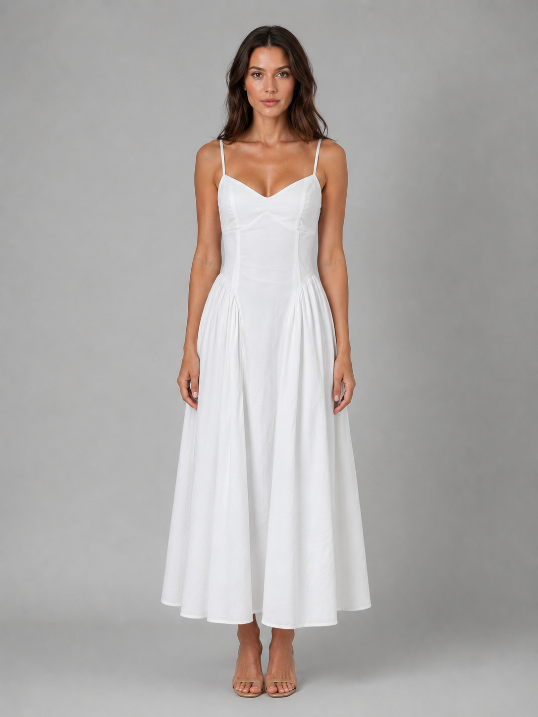 Women's Corset Full Skirt Midi Dress – Wedding Guest Occasion